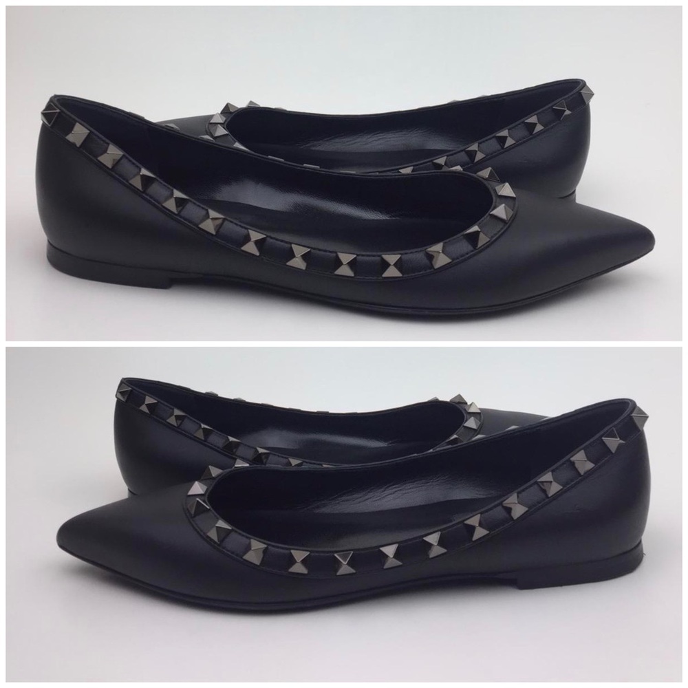 Valentino Black Rockstud Flats - Picture 6 of 8